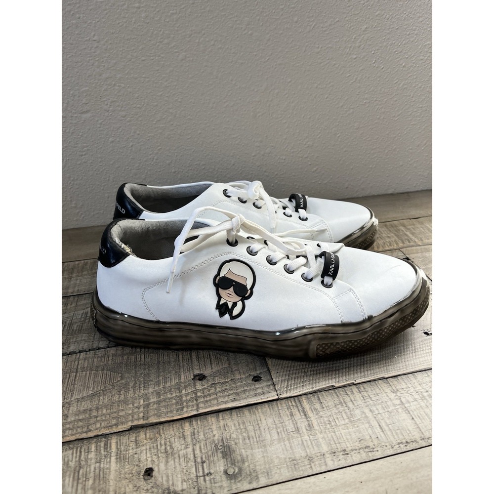 Karl Lagerfeld Kapri Lace Logo Mens Trainer In White Black 9.5 Designer Euro